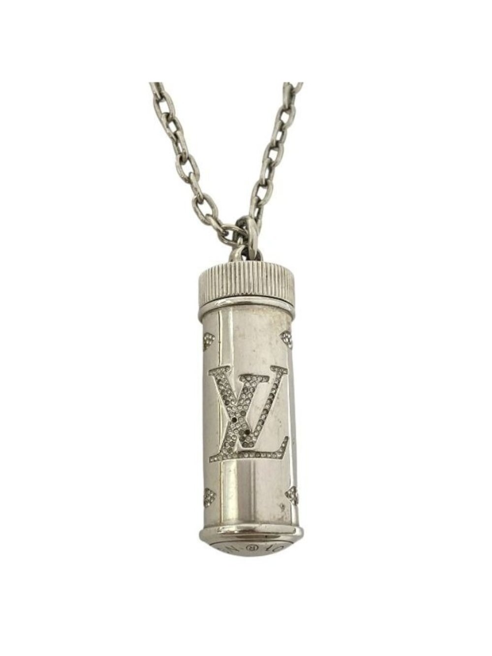Louis Vuitton Monogram Strass Pill Case Necklace Pendant Chain Logo